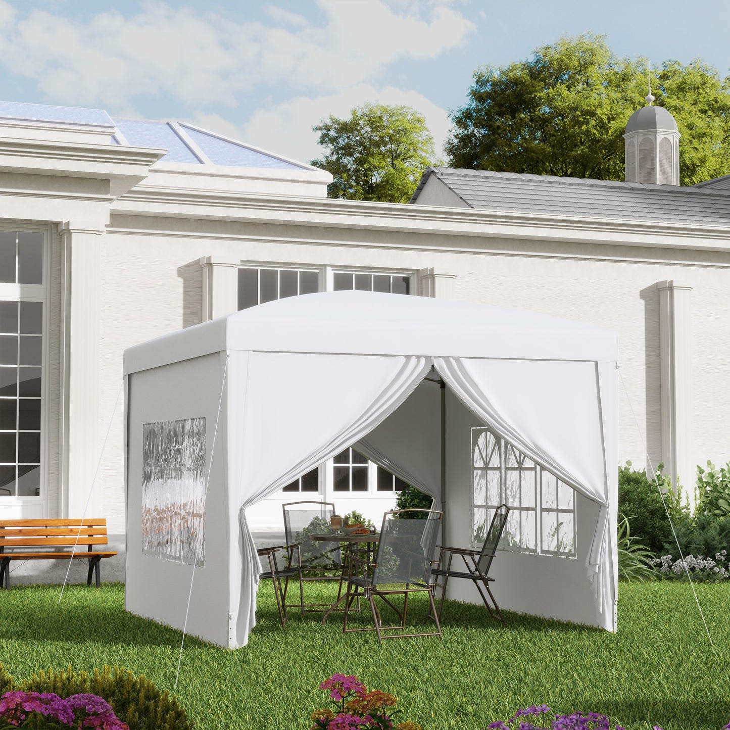 Outsunny Carpa Gazebo Con Paredes Desontables Ventanas Visibles Incluye Bolsa_1