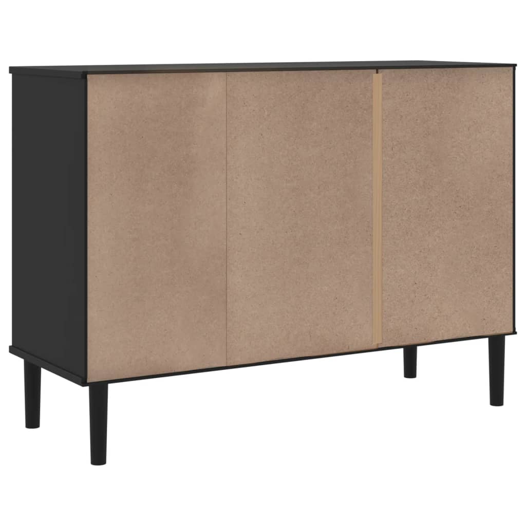 Aparador Senja Aspecto De Ratán Madera Pino Negro 112x40x80 Cm / Vetonek_4