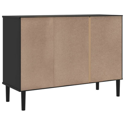 Aparador Senja Aspecto De Ratán Madera Pino Negro 112x40x80 Cm / Vetonek_4