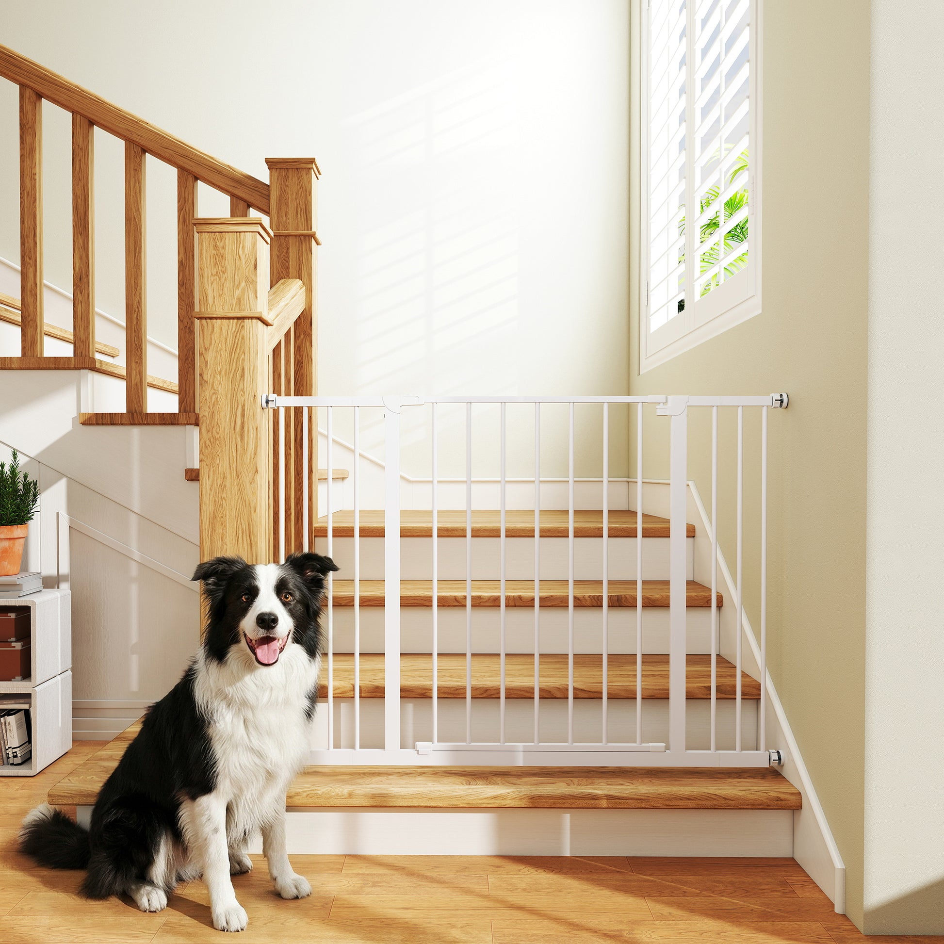 Pawhut Barrera De Seguridad Extensible Para Puertas Y Escaleras Para Perros Y Bebé_1