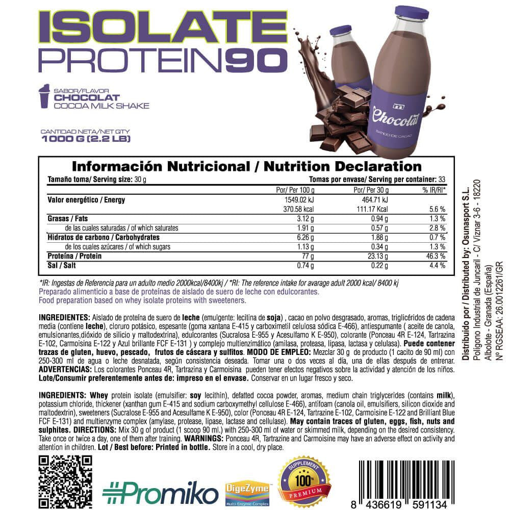 Isolate 90 Cfm - 1kg - Batido Chocolat - Aumenta La Masa Muscular - Masmusculo_5