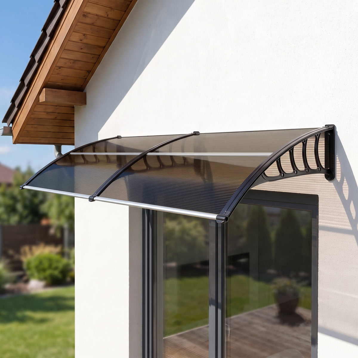 Outsunny Tejadillo De Protección 200x96 Cm Para Puertas Y Ventanas Marrón_1