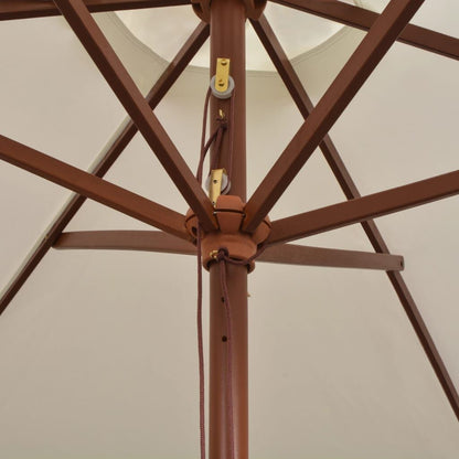 Vidaxl Sombrilla Con Palo De Madera Blanco Crema 270x270 Cm_4