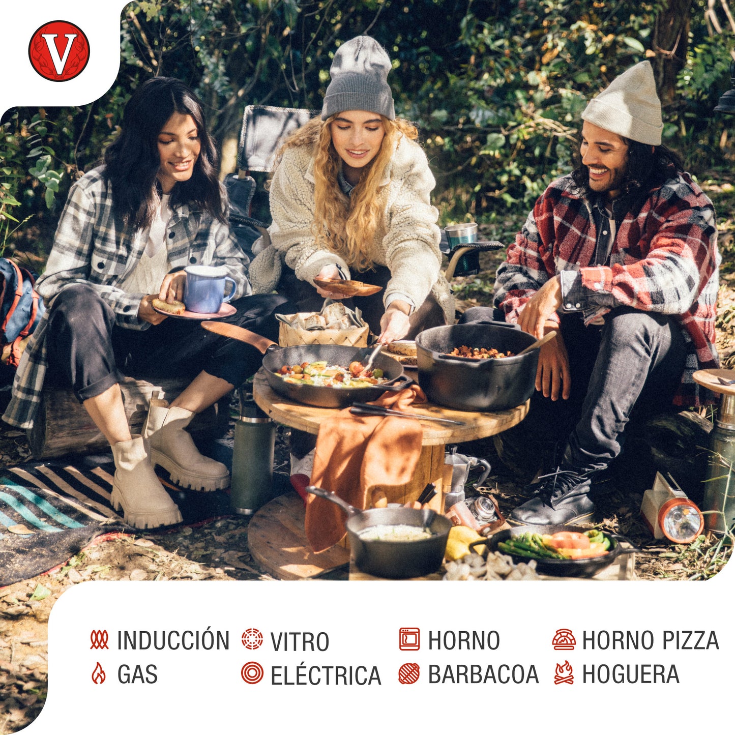 Victoria Sartén Hierro Fundido Curado Inducción 20cm, Apta Fuego, Barbacoa, Horno Cast Iron Skillet, 39363, Negro_3