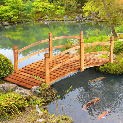 Outsunny Puente De Arco De Madera Con Pasamanos 185x72x58 Cm Natural_1