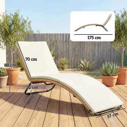 Outsunny Tumbona De Jardín Exterior De Ratán En Forma De S Con Cojín Crema_2