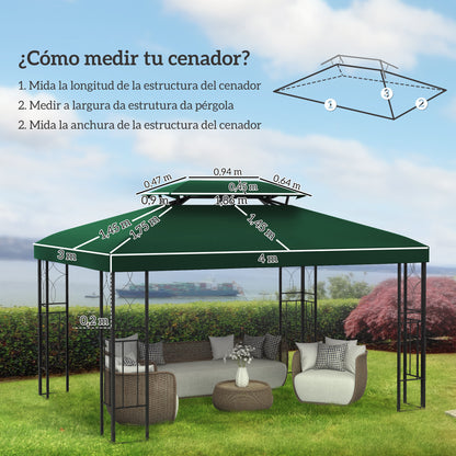 Outsunny Techo De Repuesto Para Cenador 4x3 M Con Techo Doble Anti-uv Verde_2