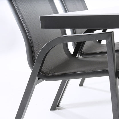 Conjunto Para Jardín De Mesa De 180cm X 90 Cm Y 6 Sillones Apilables De Color Gris_4
