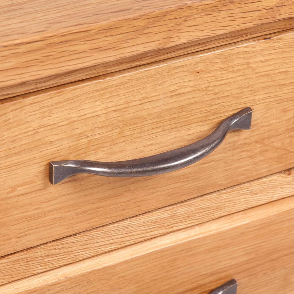 Mesita De Noche Con 3 Cajones Madera Maciza Roble 40x30x54 Cm_2