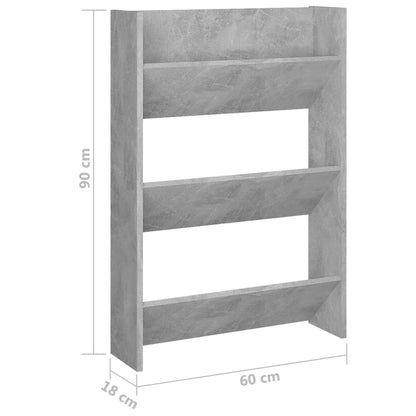 Vidaxl Zapateros De Pared 2 Uds Contrachapada Gris Hormigón 60x18x90cm_2