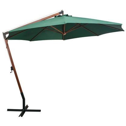Vidaxl Sombrilla Colgante Con Palo De Madera Verde 350 Cm_1
