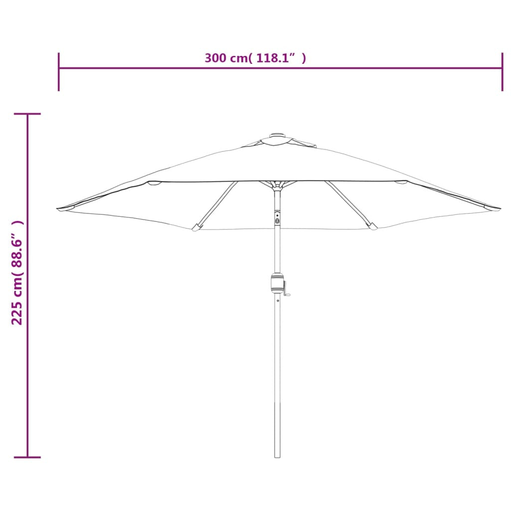 Vidaxl Sombrilla De Jardín Con Luces Led Palo Acero Terracota 300cm_2