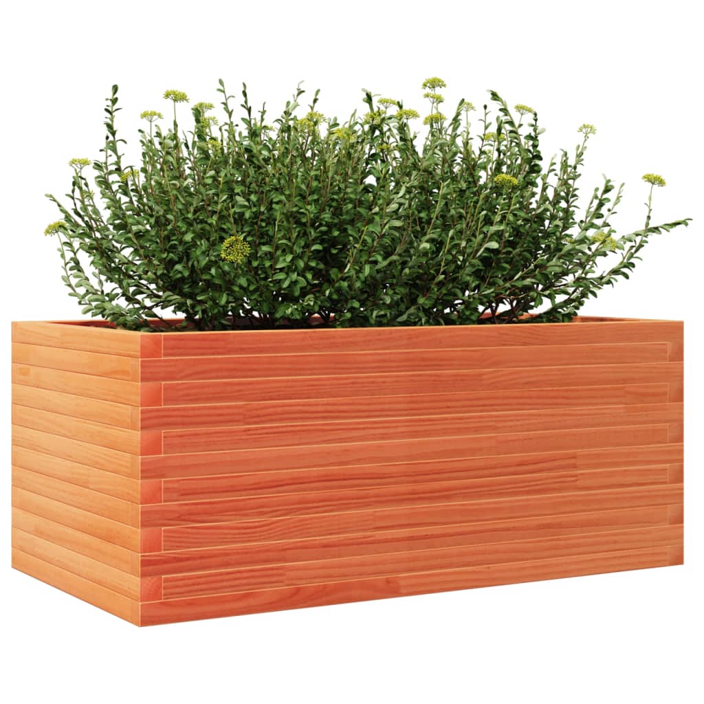 Jardinera Madera Maciza De Pino Marrón Cera 110x60x45,5 Cm_3