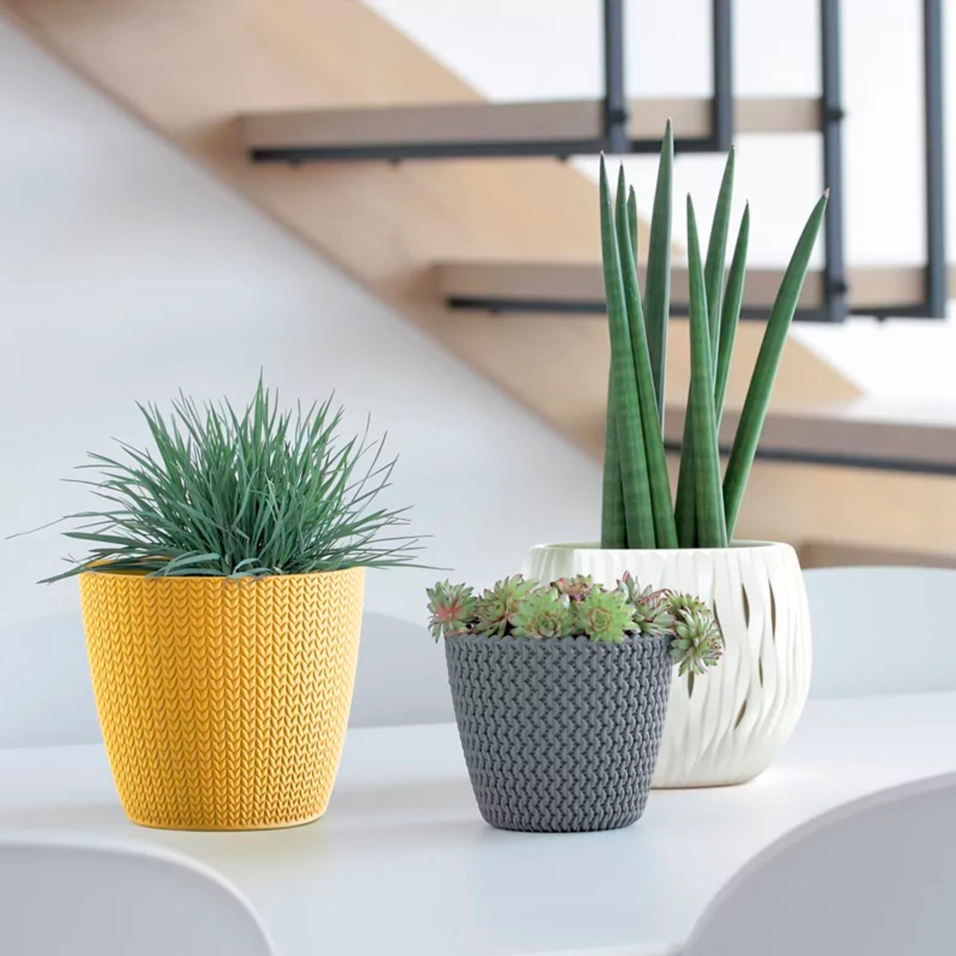 Maceta Wheaty 5,4l., Dimensiones (mm) 218x218x193, Color Gris Piedra