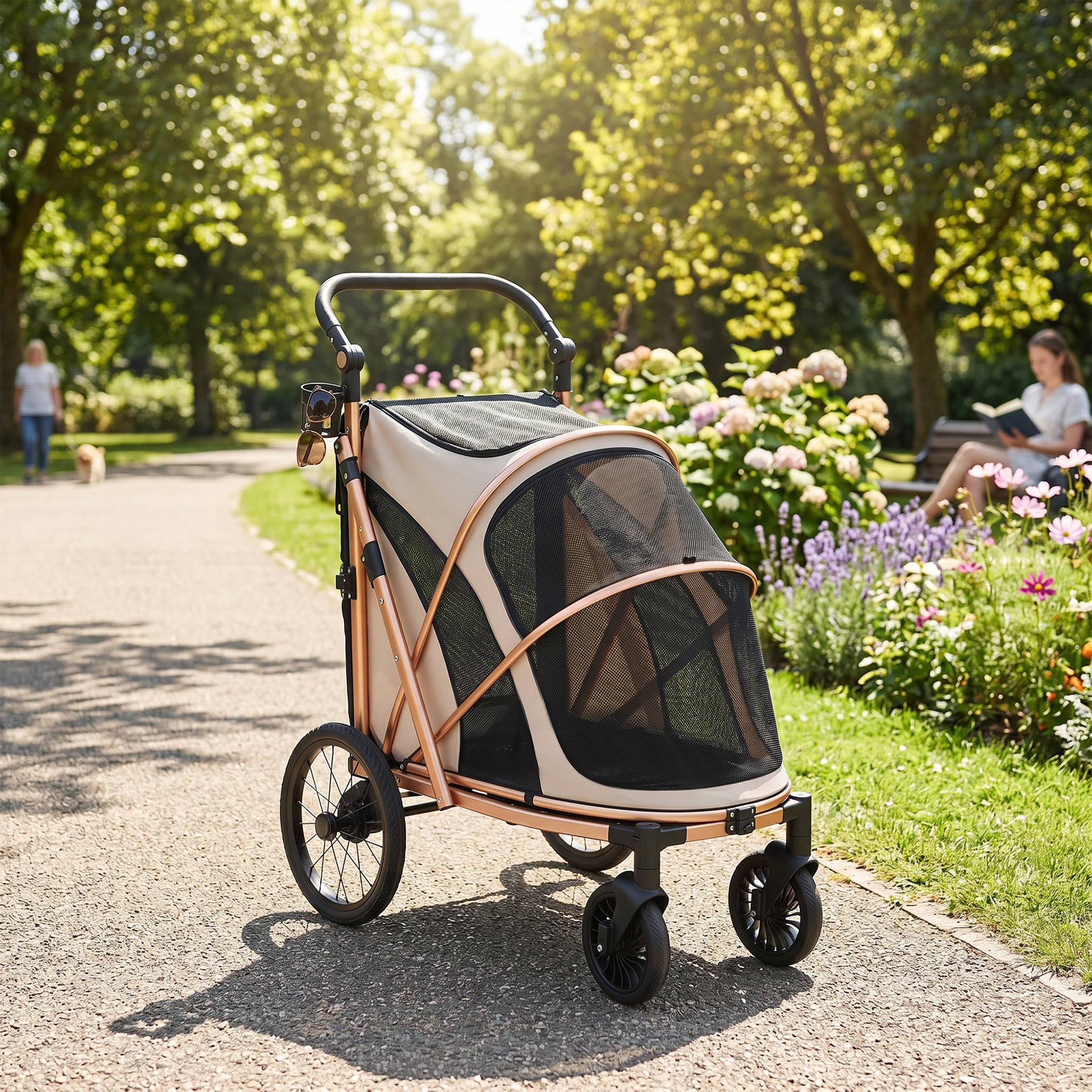 Pawhut Carrito Para Perros Plegable Hasta 20 Kg Con Ruedas Grandes Y Suspensión_1