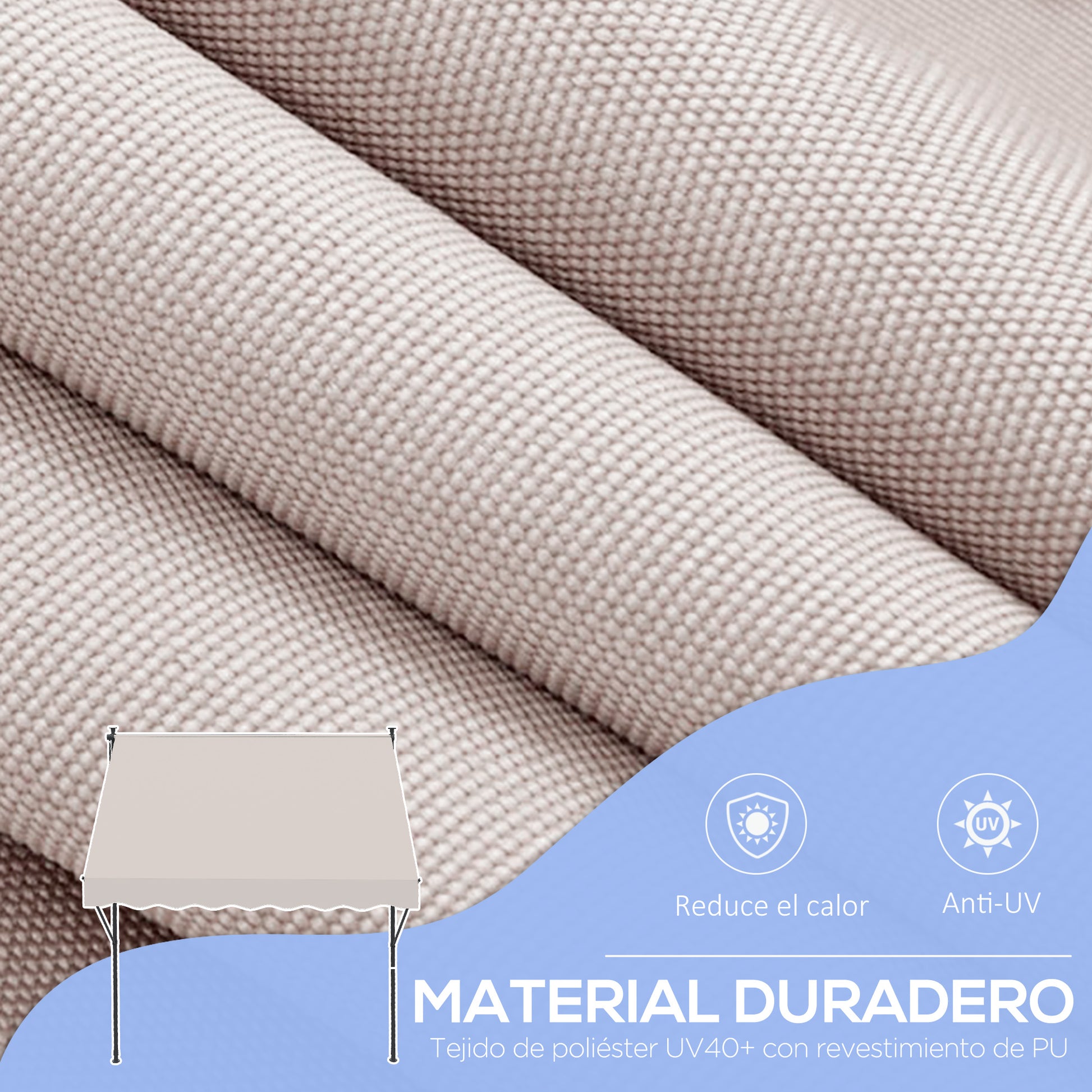 Outsunny Toldo Manual Retráctil 200x175x210-310cm Manivela Protecciónuv40+ Crema_5