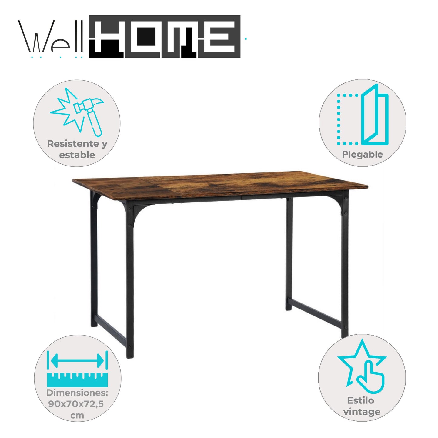 Well Home Mesa Plegable Y Extensible ''ibro'' De Diseño Vintage_1