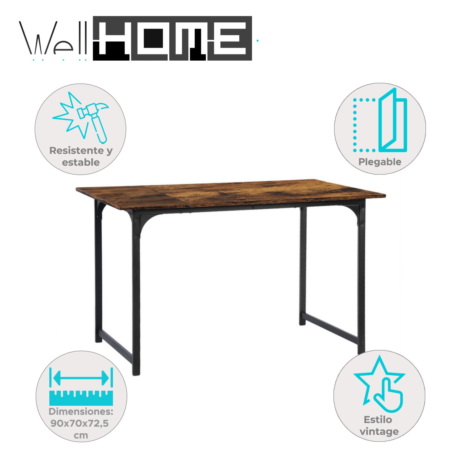 Well Home Mesa Plegable Y Extensible ''ibro'' De Diseño Vintage_1