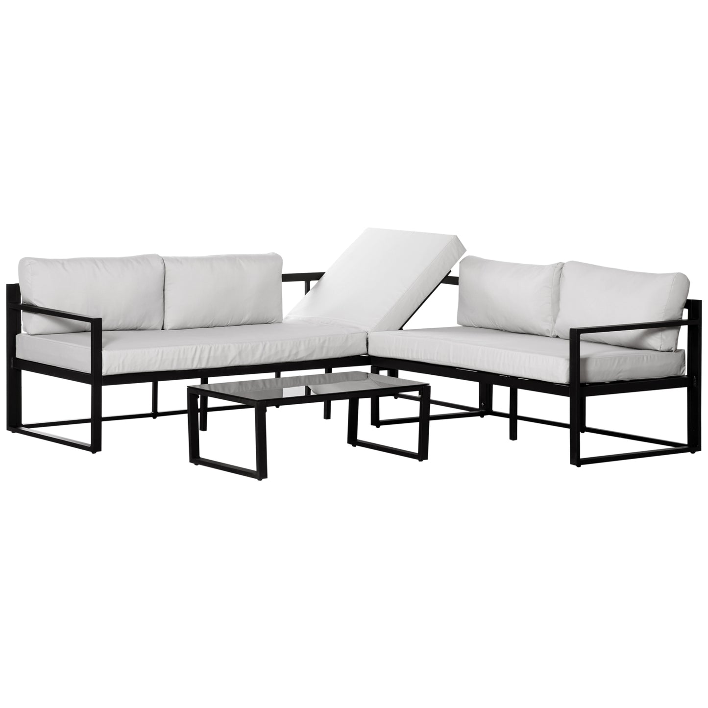 Outsunny Conjunto De Muebles De Jardín Con Mesa Sofá Doble Y Sofá De 3 Plazas_0