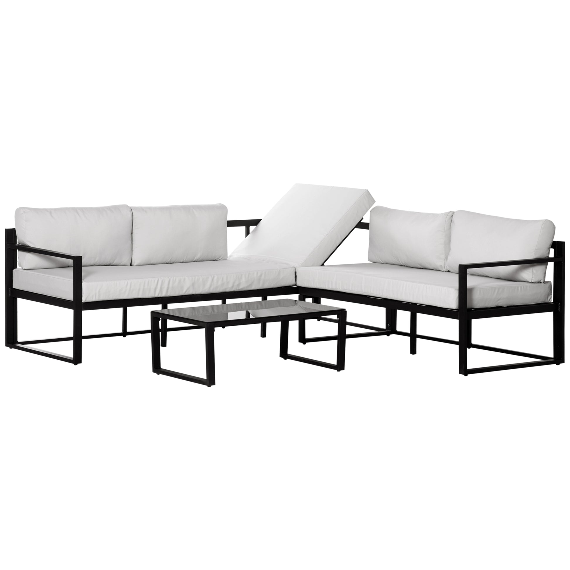 Outsunny Conjunto De Muebles De Jardín Con Mesa Sofá Doble Y Sofá De 3 Plazas_0