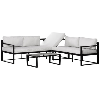 Outsunny Conjunto De Muebles De Jardín Con Mesa Sofá Doble Y Sofá De 3 Plazas_0