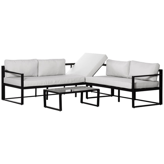 Outsunny Conjunto De Muebles De Jardín Con Mesa Sofá Doble Y Sofá De 3 Plazas_0