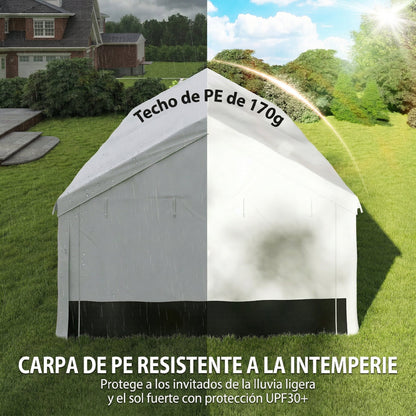 Outsunny Carpa Para Fiesta 4x6 M Con Paredes Extraíbles Puertas Ventanas Gris_5
