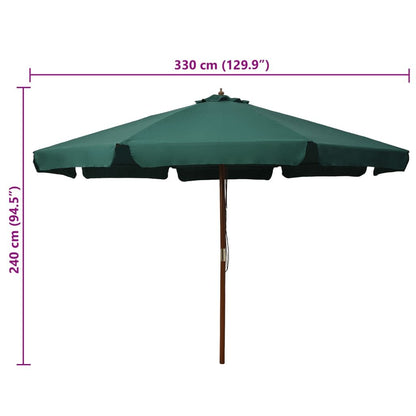 Vidaxl Sombrilla De Jardín Con Palo De Madera Verde 330 Cm_2