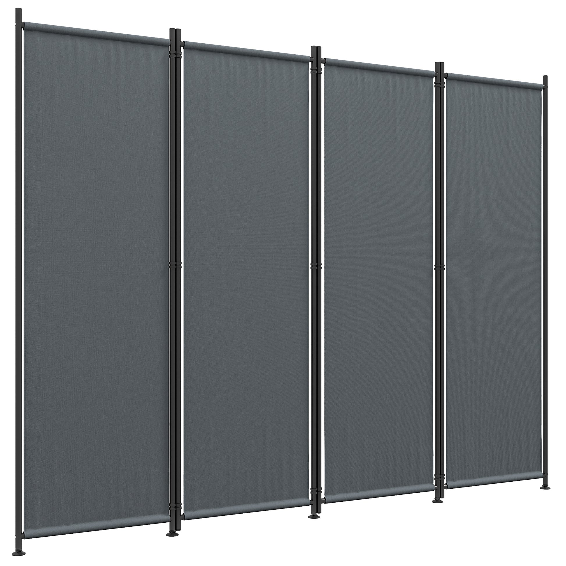 Outsunny Biombo Separador De Ambientes De 4 Paneles Plegable 223x170 Cm Gris_0