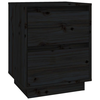 Mesitas De Noche 2 Uds Madera Maciza De Pino Negro 40x35x50 Cm_4