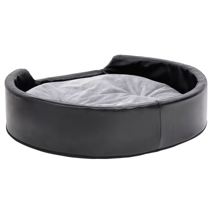 Vidaxl Cama Para Perros Felpa Y Cuero Sintético Negro Gris 79x70x19 Cm_5