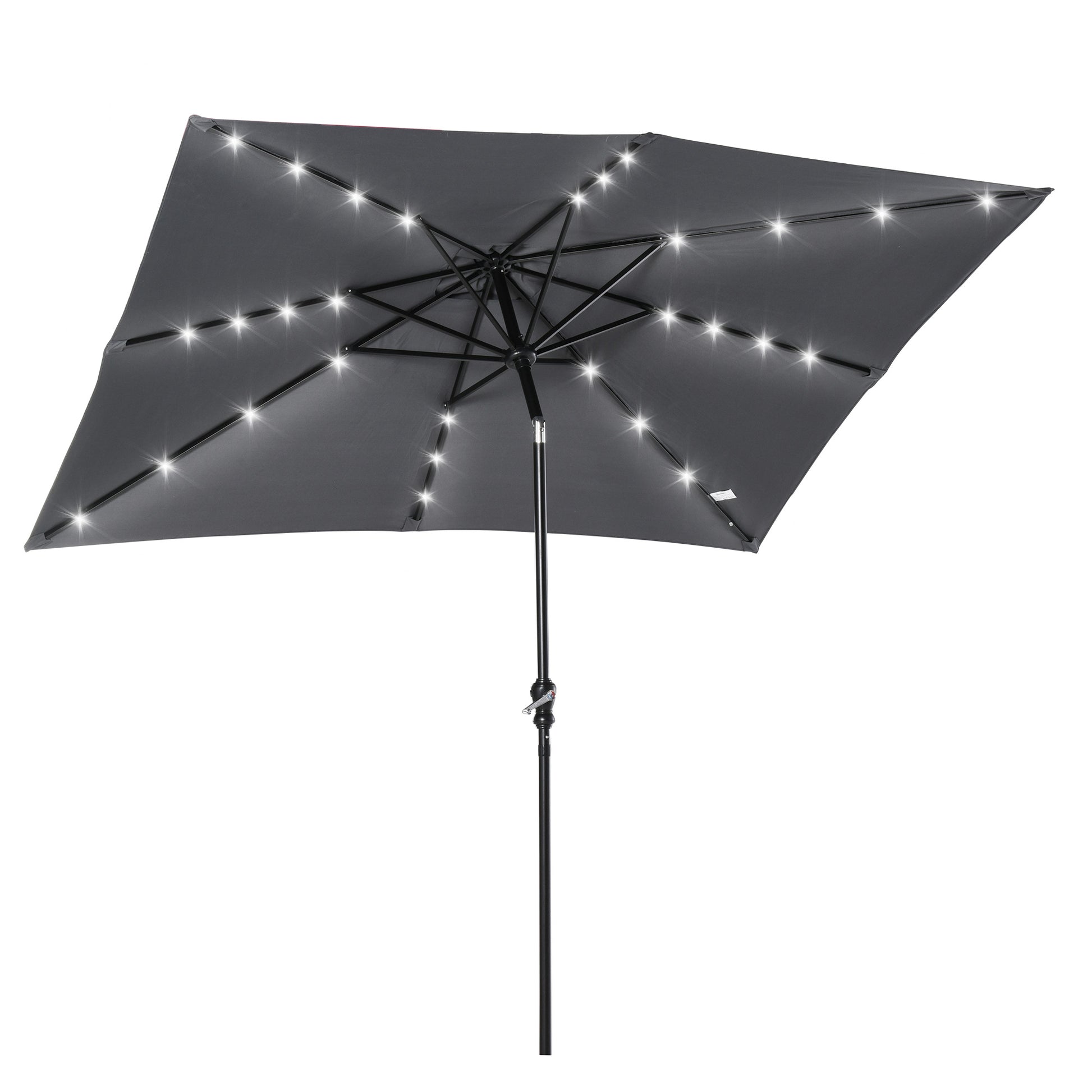 Outsunny Sombrilla De Jardín 2,7x2x2,5 M Con Techo Inclinable Luces Led Gris_0