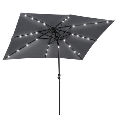 Outsunny Sombrilla De Jardín 2,7x2x2,5 M Con Techo Inclinable Luces Led Gris_0