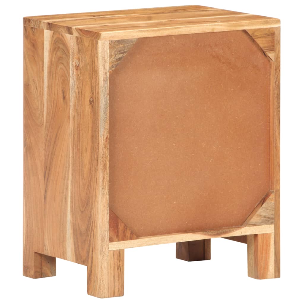 Mesita De Noche De Madera Maciza De Acacia 40x30x50 Cm_2