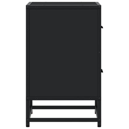 Mesita De Noche Madera Ingeniería Negro 40x31x50 Cm_4