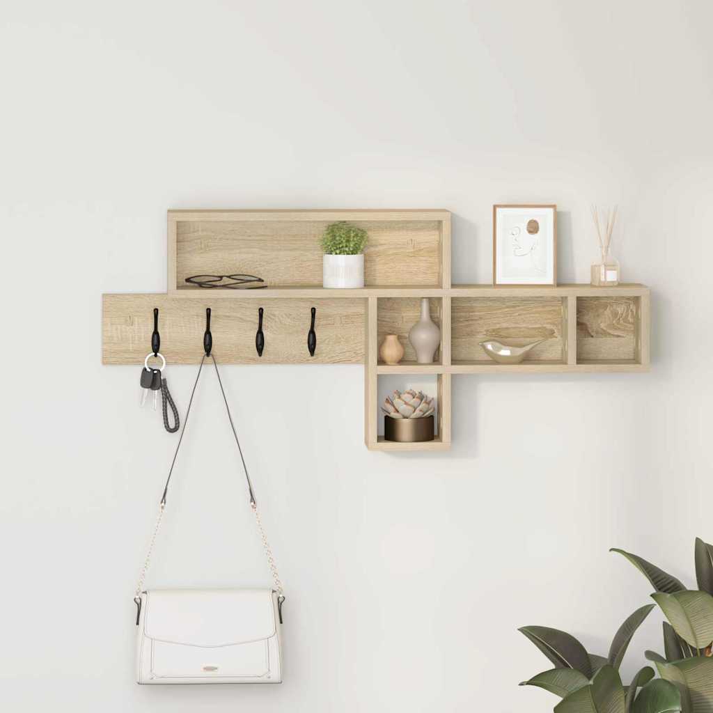 Perchero De Pared Con Estante Roble Sonoma 100 X 12 X 43,5 Cm_1