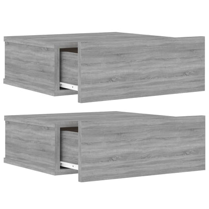 Mesita De Noche Flotante 2 Uds Madera Gris Sonoma 40x30x15 Cm_4