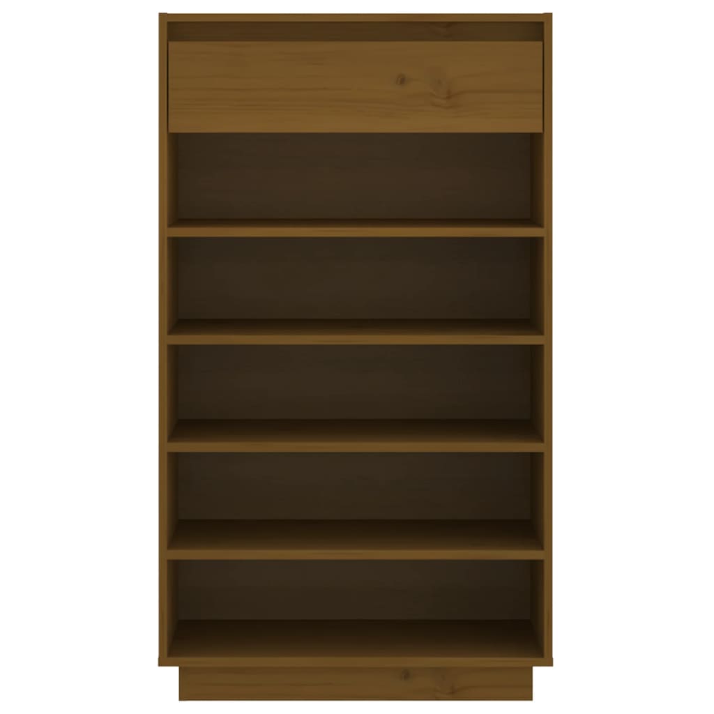 Armario Zapatero Madera Maciza De Pino Marrón Miel 60x34x105 Cm / Vetonek_0