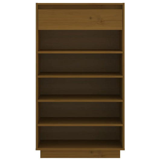 Armario Zapatero Madera Maciza De Pino Marrón Miel 60x34x105 Cm / Vetonek_0