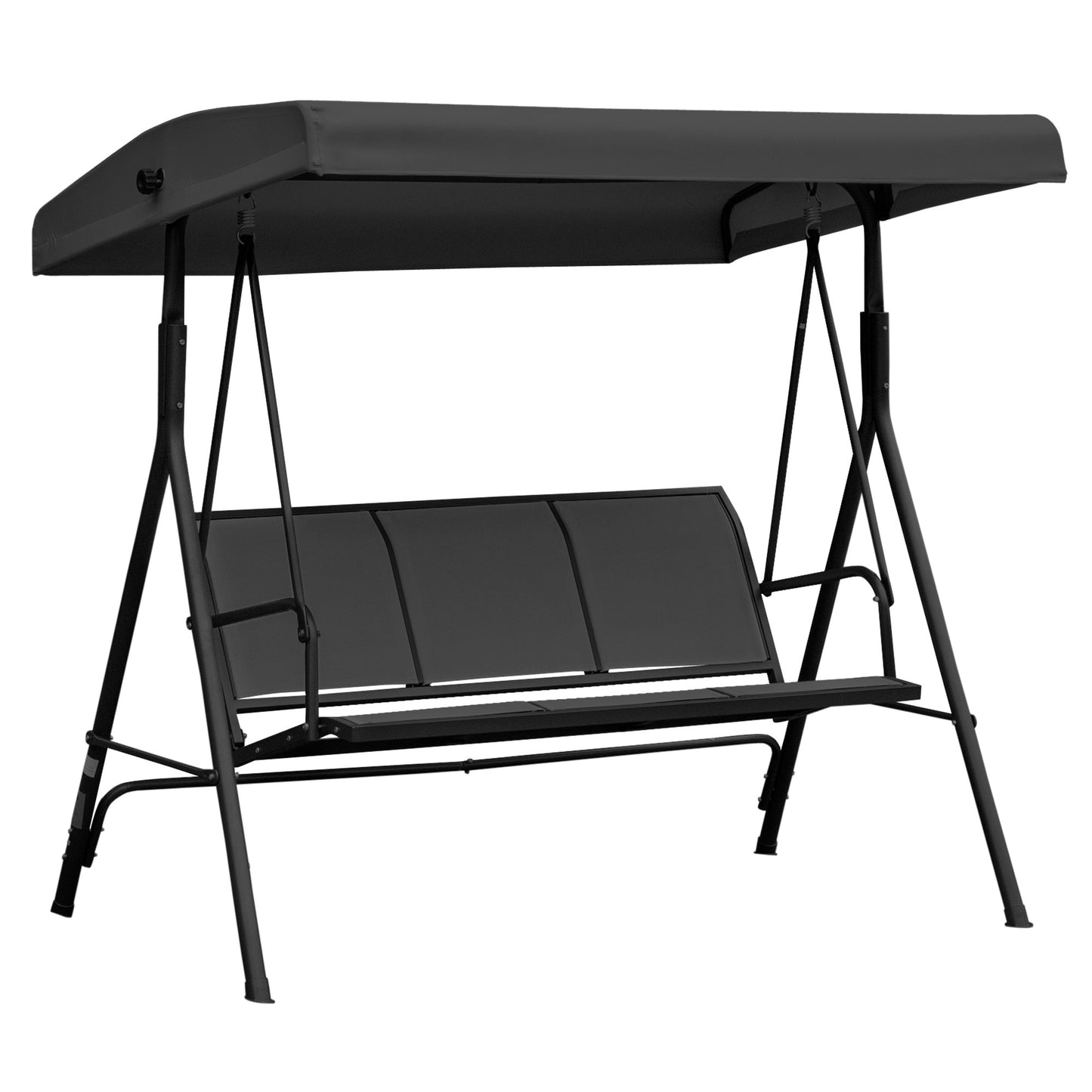 Outsunny Columpio De Jardín De 3 Plazas Techo Ajustable 175x118x159 Cm Negro_0