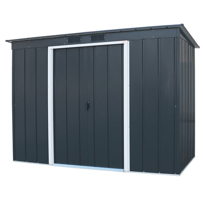 Caseta Jardín Eco Pent Roof 8×4 Metal Gris Antracita_0