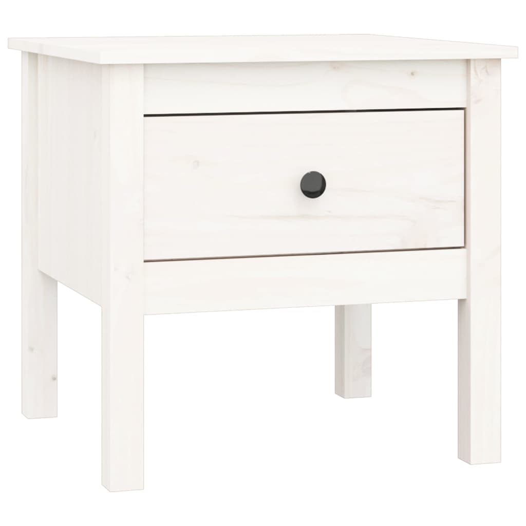Mesa Auxiliar De Madera Maciza De Pino Blanco 50x50x49 Cm_0