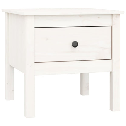 Mesa Auxiliar De Madera Maciza De Pino Blanco 50x50x49 Cm_0