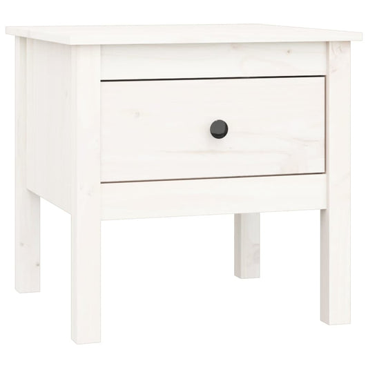 Mesa Auxiliar De Madera Maciza De Pino Blanco 50x50x49 Cm_0