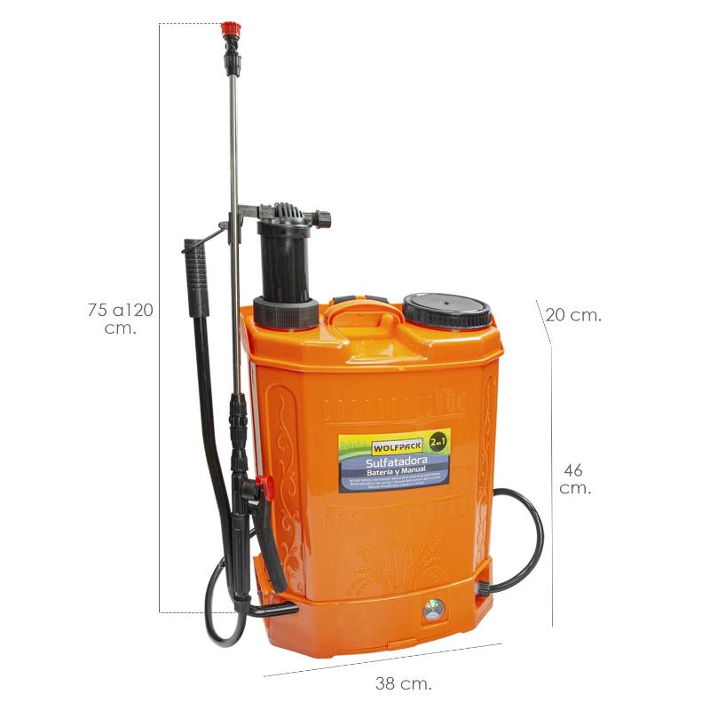 Sulfatadora Electrica A Bateria Doble Uso Bateria O Manual, Con Bateria Recargable 12 V / 8 Amperios_2