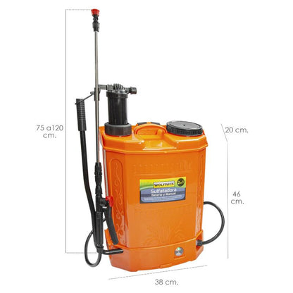 Sulfatadora Electrica A Bateria Doble Uso Bateria O Manual, Con Bateria Recargable 12 V / 8 Amperios