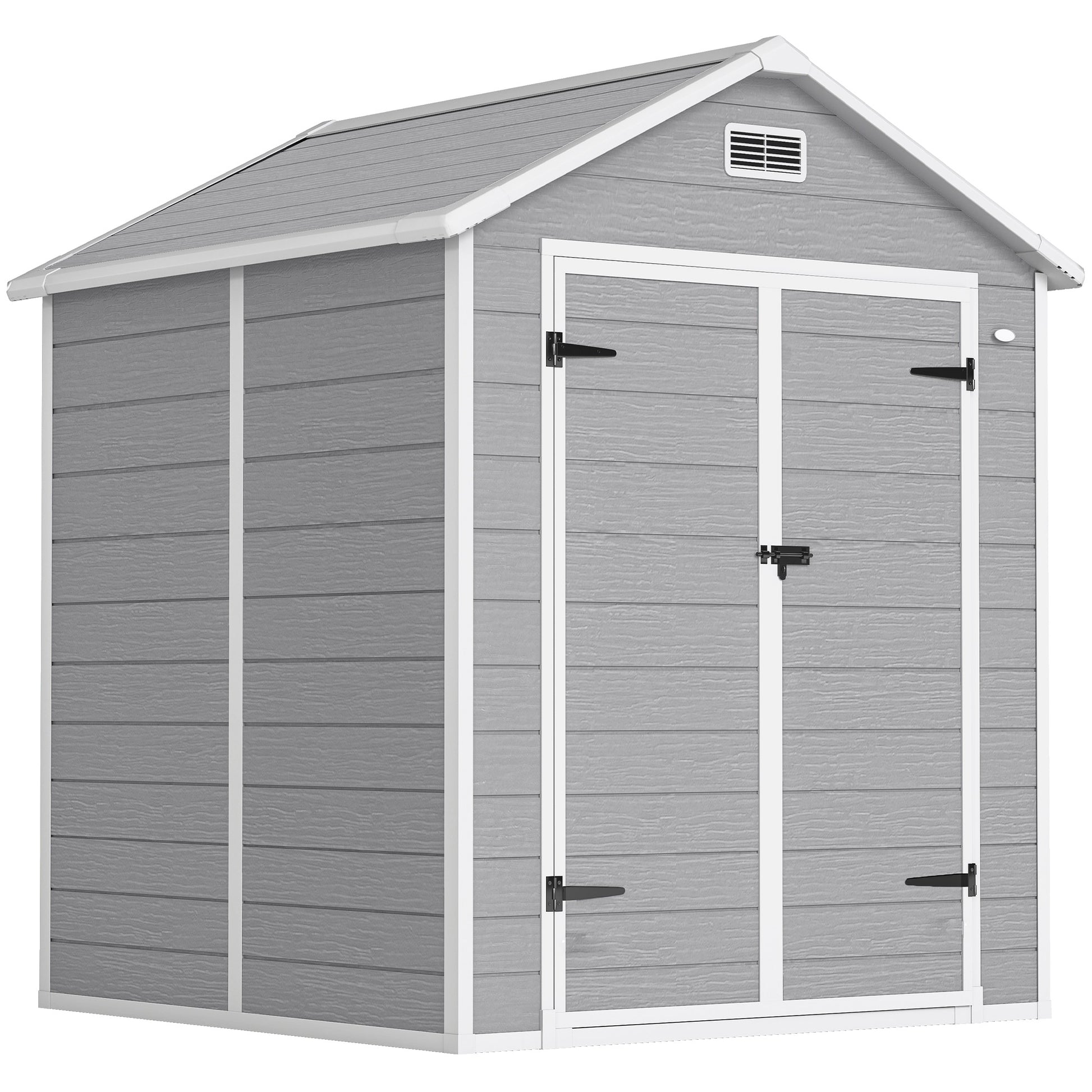 Outsunny Cobertizo De Jardín 2,4 M² 182x151x219 Cm Con Suelo Puerta Cerrada Gris_0