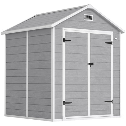 Outsunny Cobertizo De Jardín 2,4 M² 182x151x219 Cm Con Suelo Puerta Cerrada Gris_0