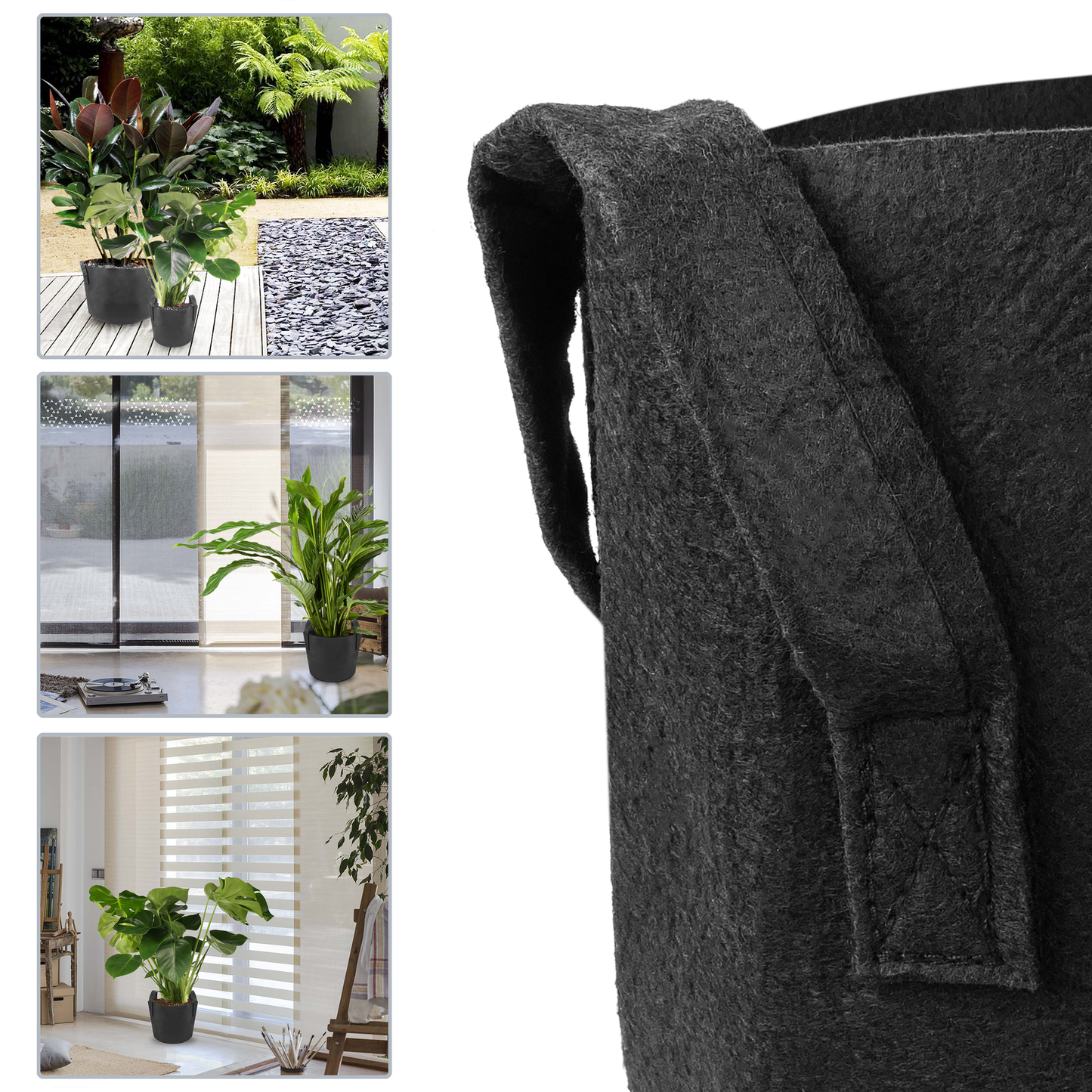 Bolsa Para Cultivo Y Crecimiento De Plantas Maceta De Tela Geotextil De 60 Litros 50x32cm 5-pack_1