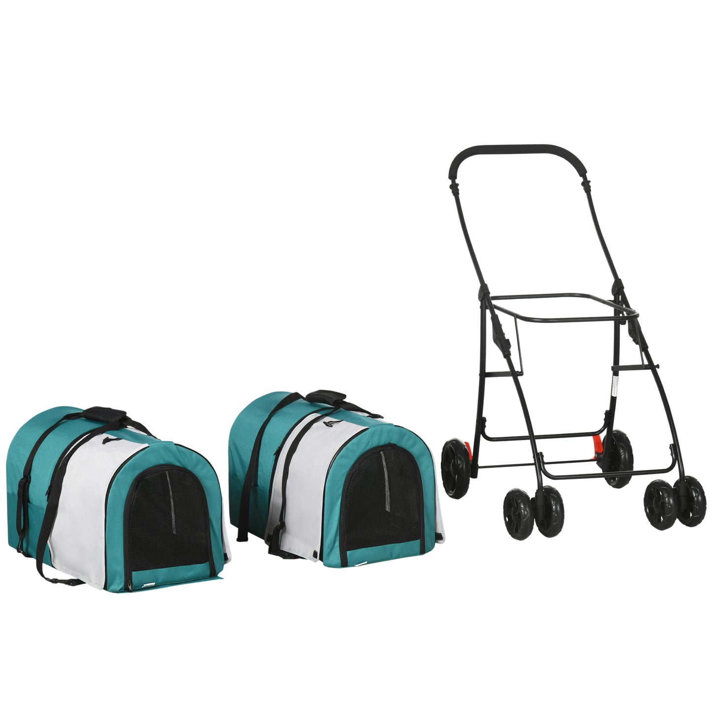Pawhut Cochecito Doble Para Perros Plegable Con 2 Transportines 66x50x98 Cm_3